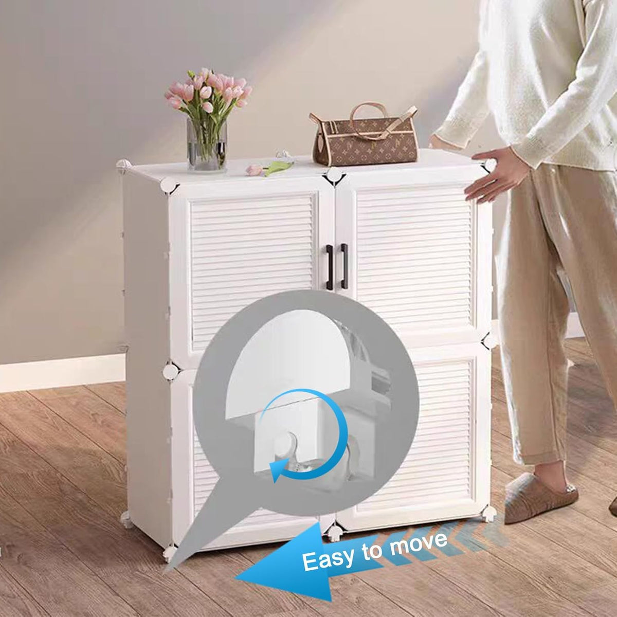 Premium 18-Layer 6-Door Plastic Shoe Storage Cabinet – White