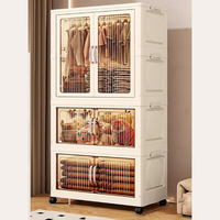 Premium 3-Layer Foldable Plastic Storage Wardrobe with Hangers – White
