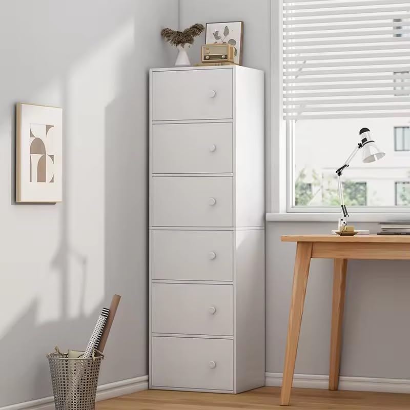 Premium Nordic White 6-Layer Wooden Storage Cabinet with Doors