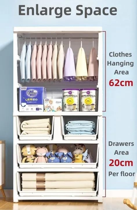 Premium 1+3 Door Kids Plastic Multi-Purpose Storage Cabinet with Drawers – Starry Sky Blue