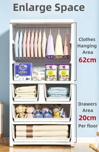 Premium 1+3 Door Kids Plastic Multi-Purpose Storage Cabinet with Drawers – Starry Sky Blue