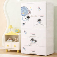 Premium 1+3 Door Kids Plastic Multi-Purpose Storage Cabinet with Drawers – Starry Sky Blue