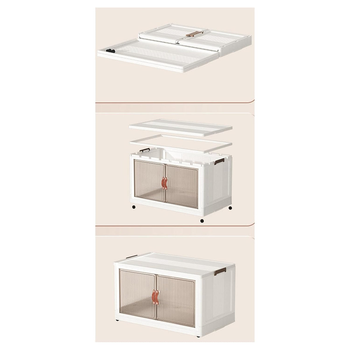 Premium 1-Tier Foldable Plastic Storage Cabinet with Door – White