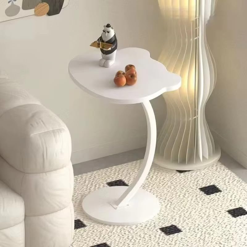 Premium Adjustable C-Shaped Side Table – White Marble