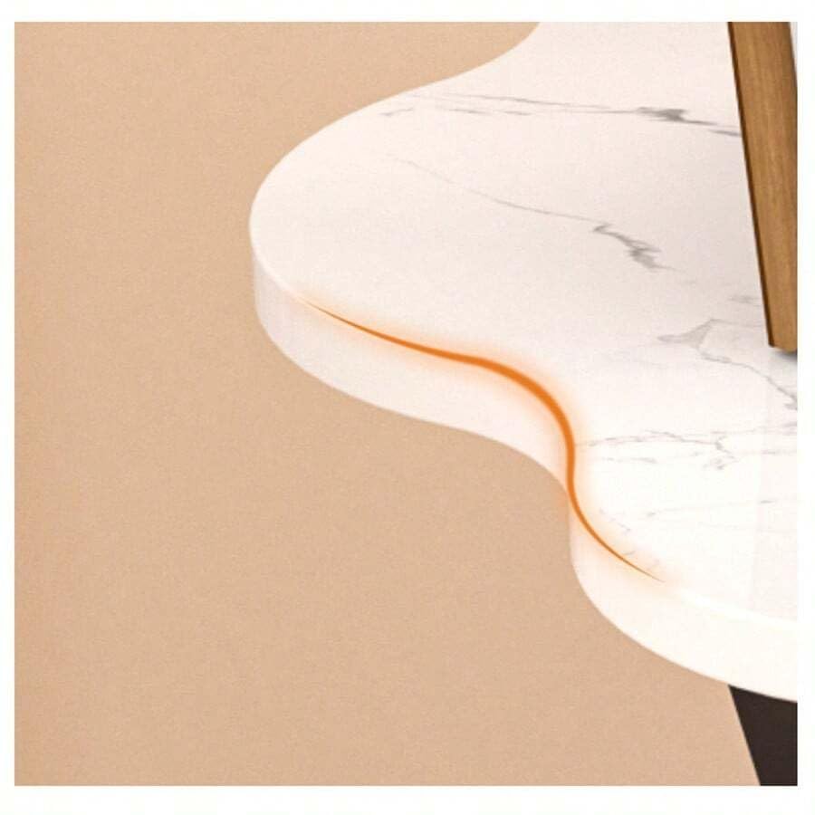 Premium V-Flower Side Table with Metal Base – White Marble