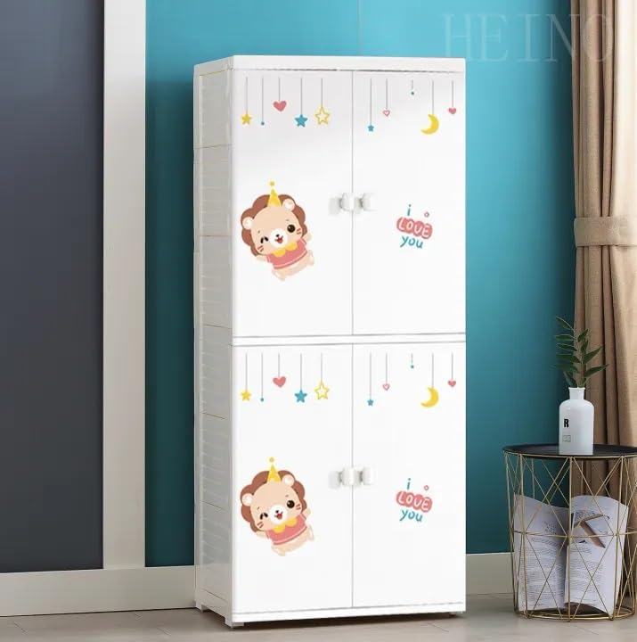 Premium 2+1 Door Kids Plastic Wardrobe – Lion