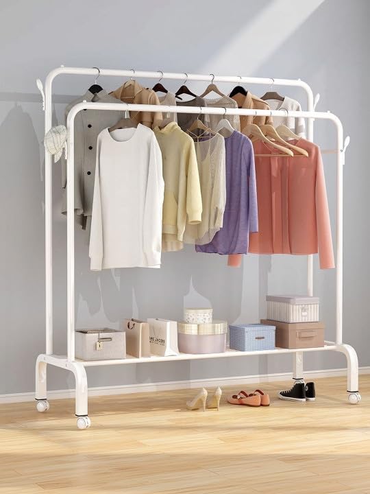 Premium Multifunctional Garment Stand with Shelves – White