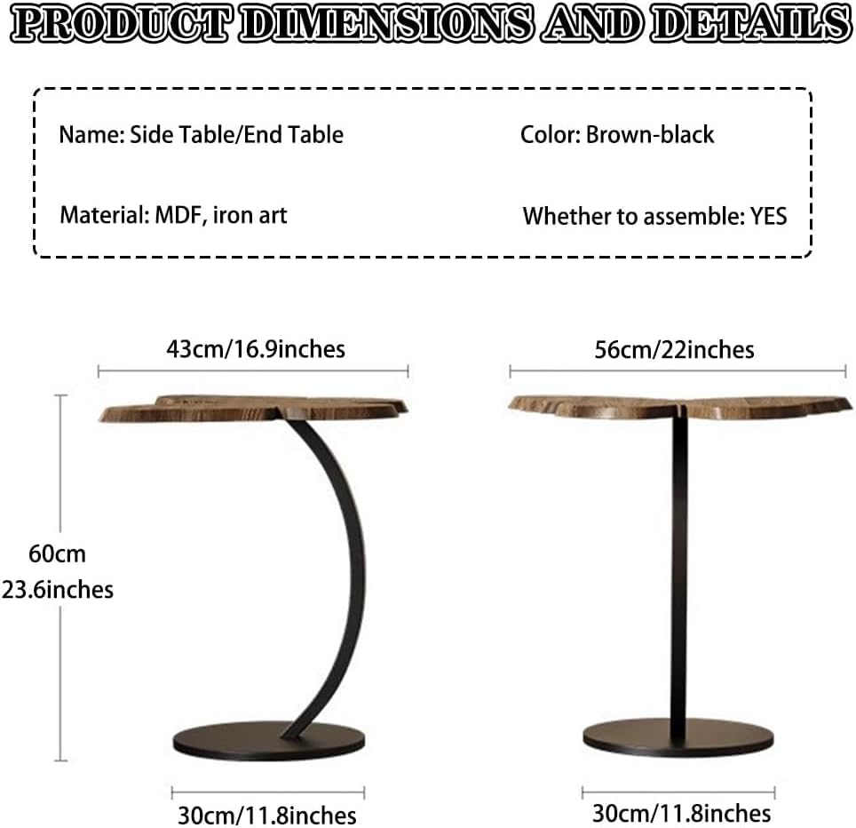 Premium Butterfly Side Table with Metal Base – Nut Brown