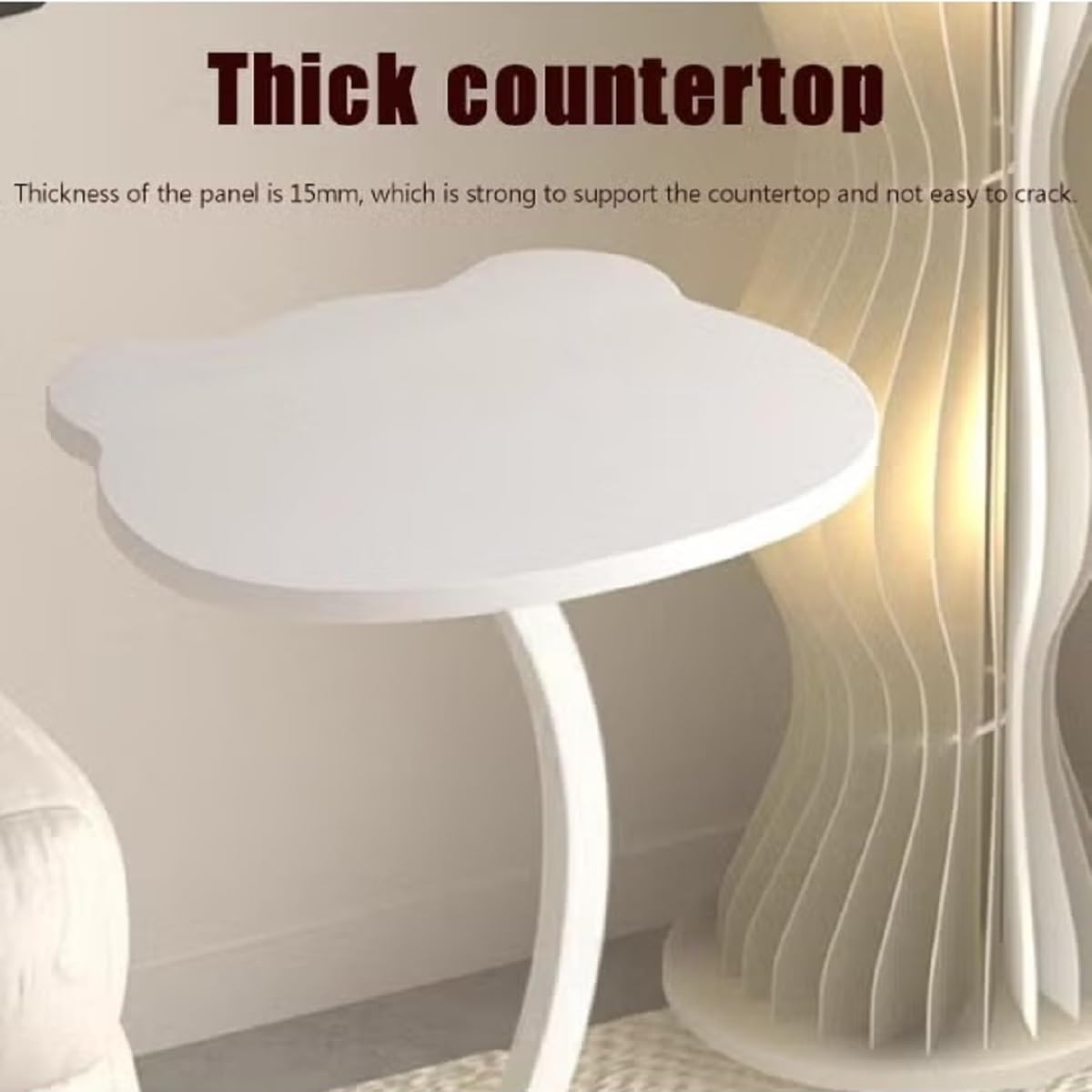 Premium Adjustable C-Shaped Side Table – White Marble