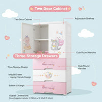 Premium Multi-Compartment Kids Plastic Wardrobe with Wheels – Sweet Heart Print