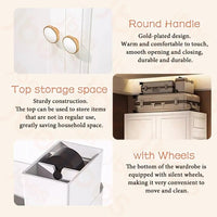 Premium 2-Door 6-Shelf Foldable Plastic Wardrobe Cabinet with Drawers – White