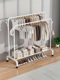 Premium Multifunctional Garment Stand with Shelves – White