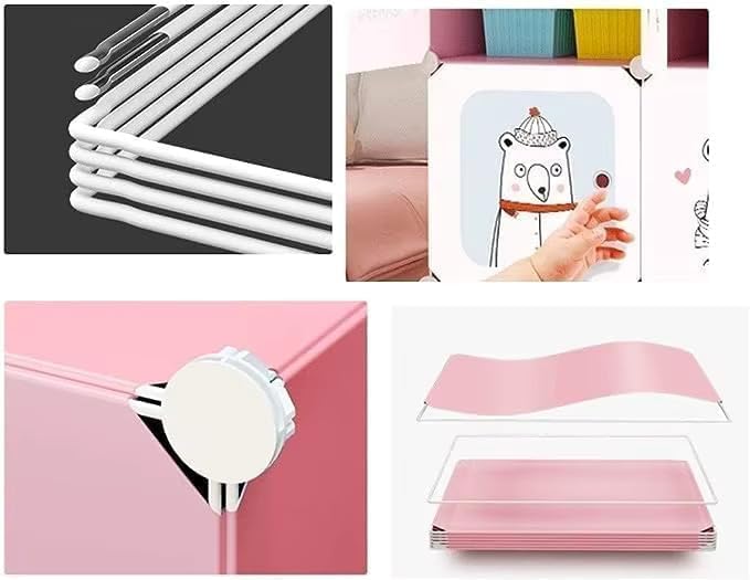 Premium 8-Cube Modular Plastic Wardrobe for Kids – Pink