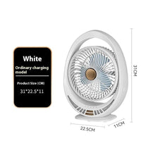 Premium 4000mAh Rechargeable Table Fan with 5-Speed Modes & LED Light – White