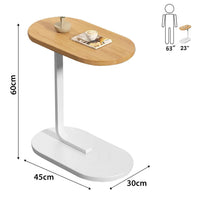 Premium Adjustable Oval Side Table – Natural Wood