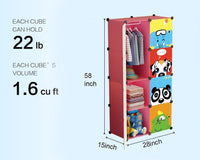 Premium 8-Door Kids Plastic Wardrobe – Panda Pink