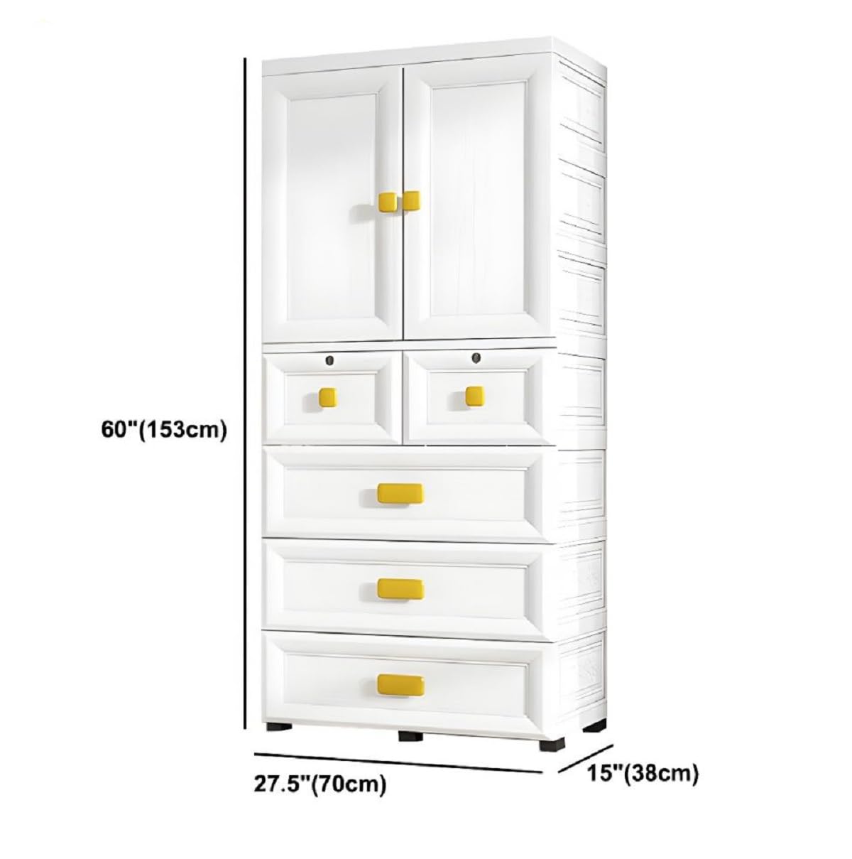 Premium 2-Door 6-Shelf Foldable Plastic Wardrobe Cabinet with Drawers – White