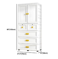 Premium 2-Door 6-Shelf Foldable Plastic Wardrobe Cabinet with Drawers – White