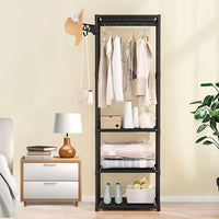 Premium Multifunctional Clothing Rack with Storage Shelves – Black