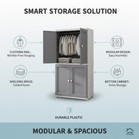 Premium 4-Door Plastic Standing Wardrobe – European Grey