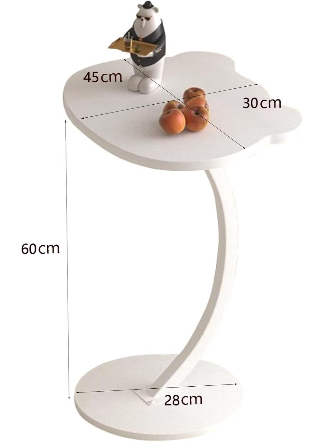 Premium Adjustable C-Shaped Side Table – White Marble