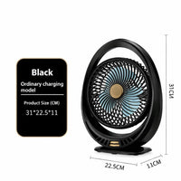 Premium 4000mAh Rechargeable Table Fan with 5-Speed Modes & LED Light – Black