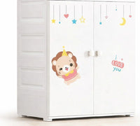 Premium 2+1 Door Kids Plastic Wardrobe – Lion
