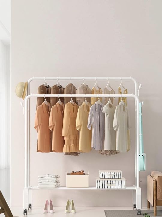 Premium Multifunctional Garment Stand with Shelves – White