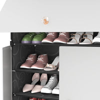 Premium 11-Shelf 7-Door Plastic Storage Cabinet – Black & White