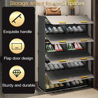 Premium 12-Shelf 6-Door Plastic Shoe Storage Cabinet – Grey
