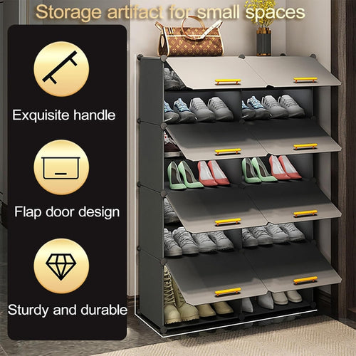 Premium 12-Shelf 6-Door Plastic Shoe Storage Cabinet – Grey