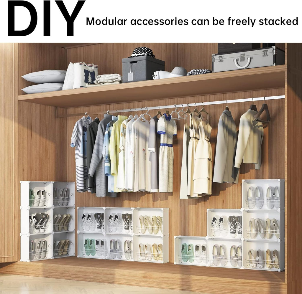 Premium Slim 6-Layer Plastic Shoe Storage Cabinet with Flip Doors – White