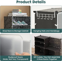 Premium 3-Shelf 1-Door Plastic Shoe Storage Cabinet – Black