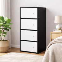 Premium Nordic Black & White 6-Layer Wooden Storage Cabinet with Doors
