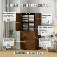Premium Nordic Walnut 4-Layer Wooden Storage Cabinet with Doors