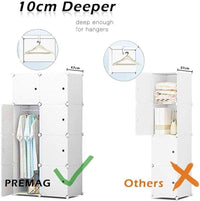 Premium 8-Door Modular Plastic Wardrobe with Hanging Section – White