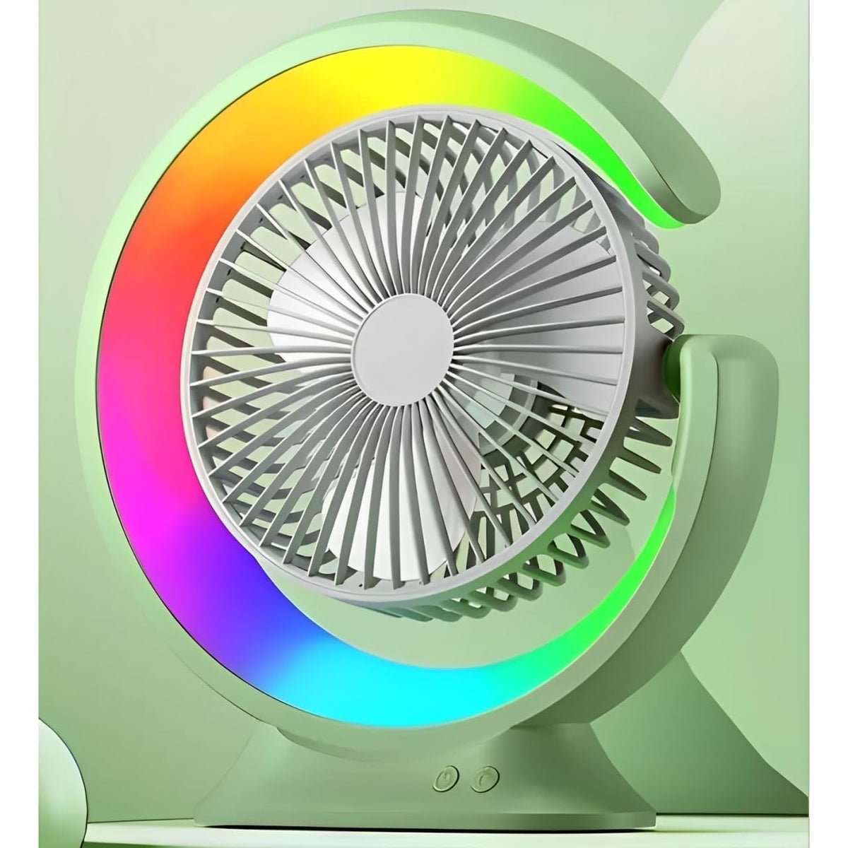 Premium 4000mAh Rechargeable Table Fan with 5-Speed Modes & LED Light – Green