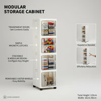 Premium 4-Layer Foldable Plastic Storage Cabinet – White