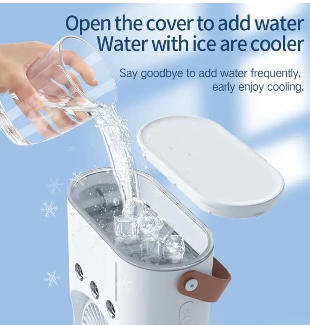 Premium Double Fan Rotating Mini Cooler with Mist – Portable Air Cooling Fan
