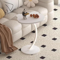 Premium Adjustable C-Shaped Side Table – White Marble