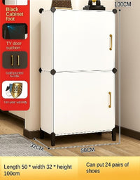 Premium 2-Door 6-Shelf Plastic Shoe Storage Cabinet | Dustproof Modular Shoe Rack | White
