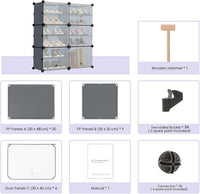 Premium 6-Door 12-Shelf Plastic Shoe Storage Cabinet | Dustproof Modular Shoe Organizer | Grey