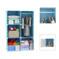 Premium 6-Door Kids Plastic Wardrobe – Blue