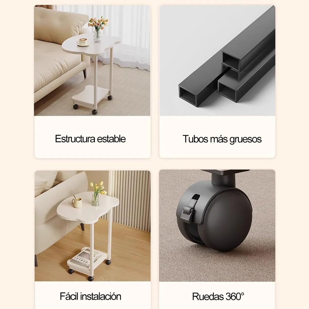 Premium Panda Side Table with Metal Base – White Marble