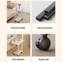 Premium Panda Side Table with Metal Base – White Marble