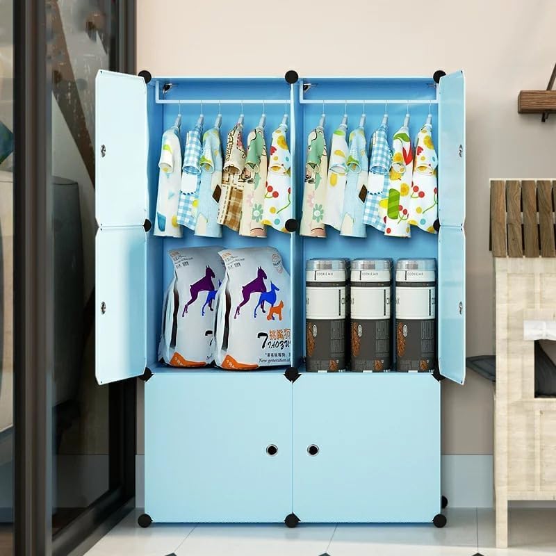 Premium 6-Door 6-Shelf Kids Modular Plastic Wardrobe Cabinet – Blue