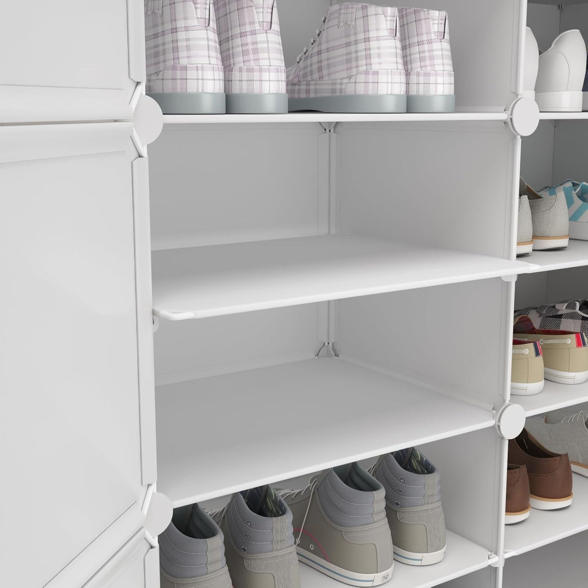 Premium 6-Door 18-Shelf Plastic Shoe Storage Cabinet | Dustproof Modular Shoe Organizer | White