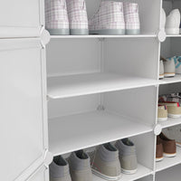 Premium 6-Door 18-Shelf Plastic Shoe Storage Cabinet | Dustproof Modular Shoe Organizer | White