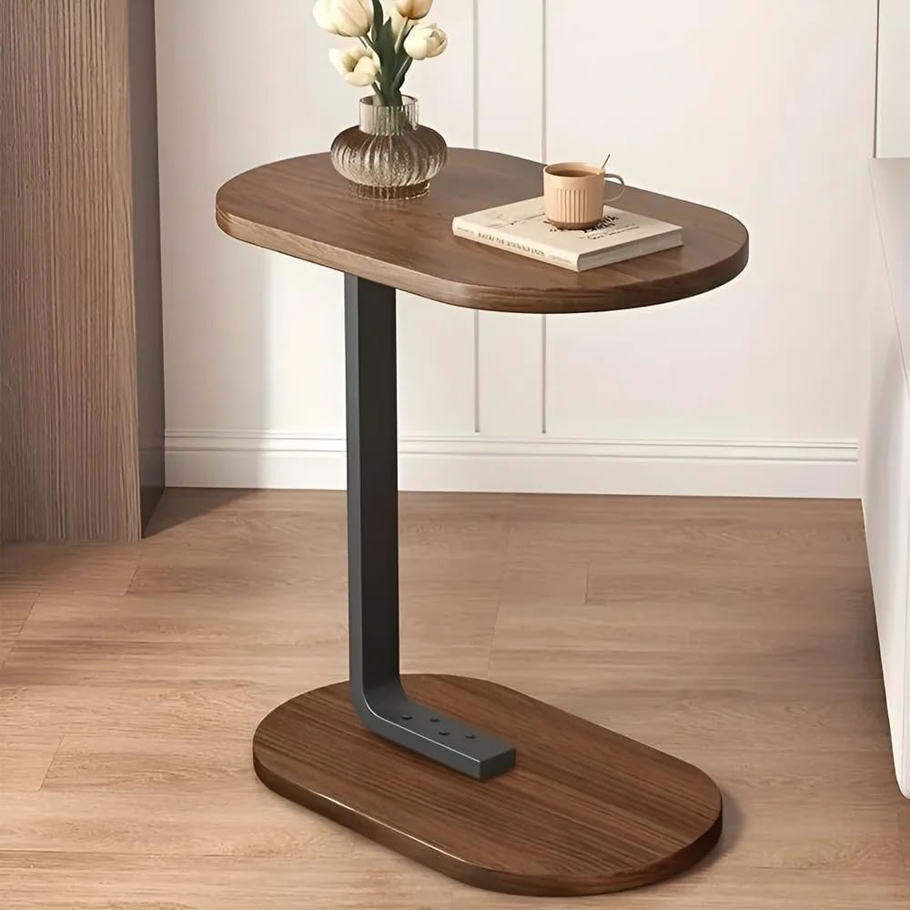 Premium Adjustable Oval Side Table – Nut Brown