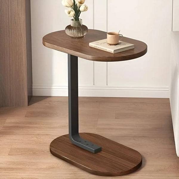 Premium Adjustable Oval Side Table – Nut Brown